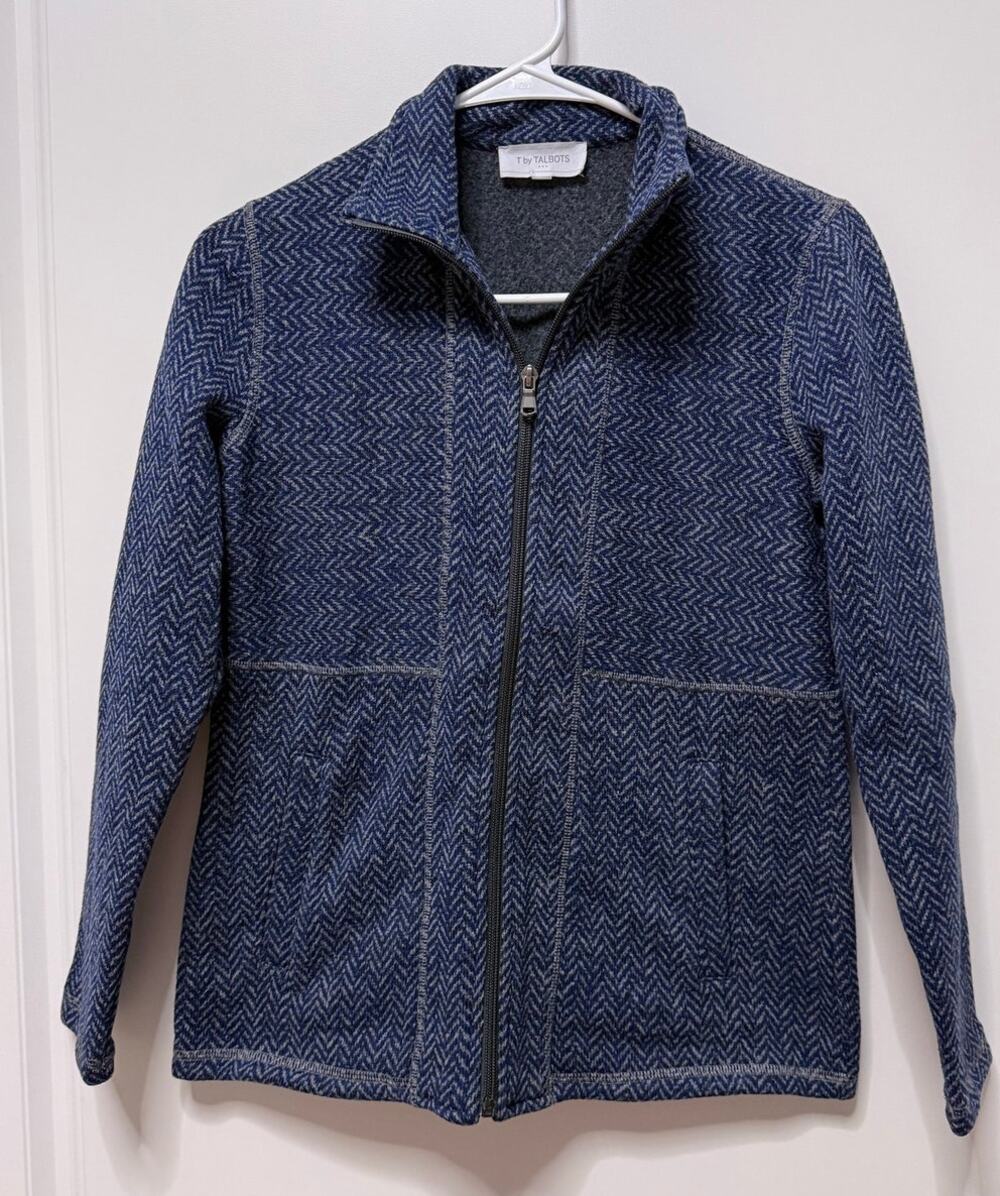 T by Talbots Blue long sleeve sweatshirt zip thermal XSP